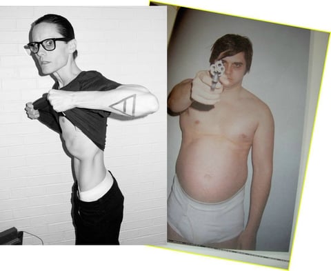 Jared Leto ganó 28 kilos para Chapter 27, donde dio vida a Mark Chapman, el asesino de John Lennon. En Dallas Buyers Club se fue al otro extremo y perdió gran cantidad de peso para interpretar a una "trabajadora sexual" contagiada por el VIH.