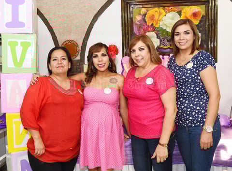 24062017 BABY SHOWER.  Perla Alba con Karina Bruno, Yolanda Alatorre y Astrid Alba.