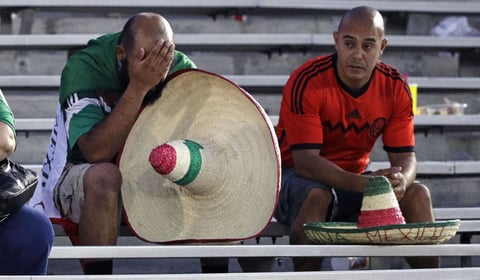 Fans of Mexico sit in the stands after a 1-0 defeat against Jamaica in a CONCACAF Gold Cup semifinal soccer match in Pasadena, Calif., Sunday, July 23, 2017. (AP Photo/Jae Hong)
SOC Pasadena Gold Cup Mexico Jamaica Soccer USA