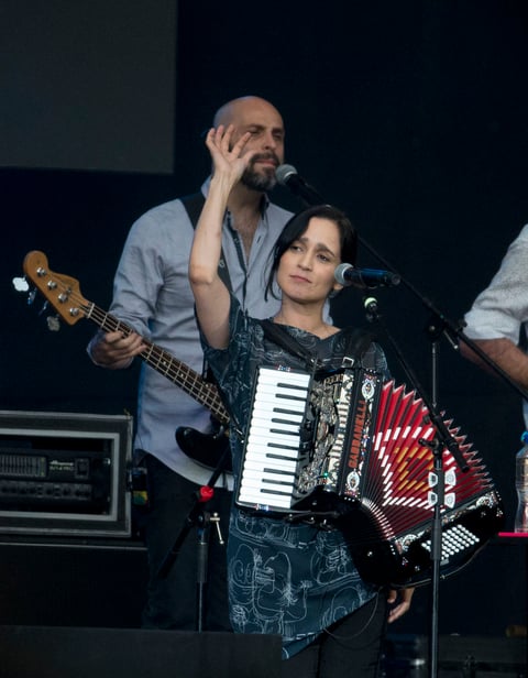 El mensaje más político lo dio la cantante Julieta Venegas, quien convocó al público a "fijarnos en los gobernantes que tenemos, en cómo se desaparecen en los momentos de crisis".