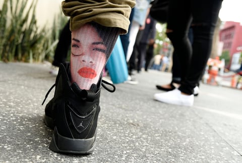 Hasta calcetines con su rostro se pudieron apreciar.
