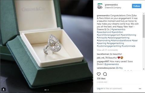 Este fue el anillo con el que el joven Zylka pidió a Paris que fuera su esposa.