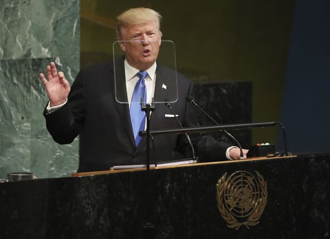 19 septiembre.- En la Asamblea General de la ONU, Trump amenaza a Corea del Norte con la destrucción y llama "Rocket Man" (hombre cohete) a su líder, Kim Jong-un.
