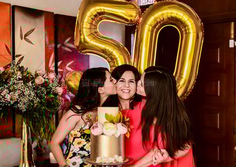 Con sus hijas Magda y Daniela