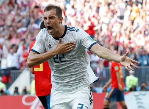 Artiom Dziuba marcó desde los once pasos el empate de Rusia ante España.