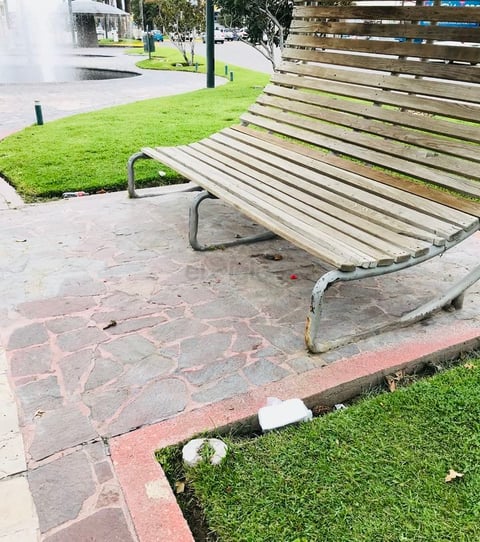 Paseo Las Cuchillas. Muchas personas están acostumbradas a ingerir algún alimento o bebida en la vía pública y arrojarlo a un lado, aunque haya contenedores cerca. (EL SIGLO DE DURANGO)