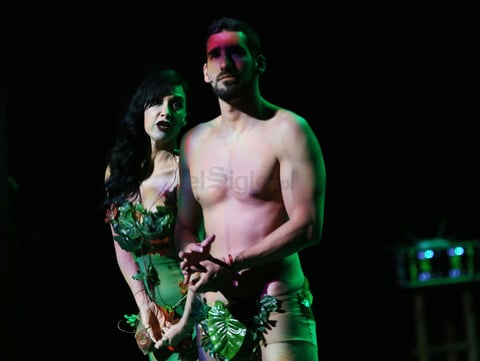 El Punto G, la menstruación -o "monstruación"-, la virginidad, el sexo oral, los orgasmos y la impotencia fueron parte de la obra desarrollada, en su mayor parte, como una conferencia.
