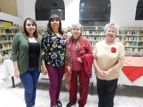 12032019 VELADA LITERARIA.  Génesis Peralta Priego, Blanca Domínguez, Fita Priego de Braham y Tony Priego Estrada.