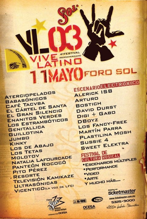 Estos son los 20 carteles en la historia del Vive Latino