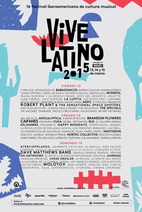 Estos son los 20 carteles en la historia del Vive Latino