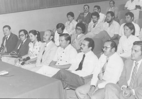 Jesús Sotomayor, Sergio García, Octavio Orellana y Enrique Canales en 1982 en la Facultad de Derecho.