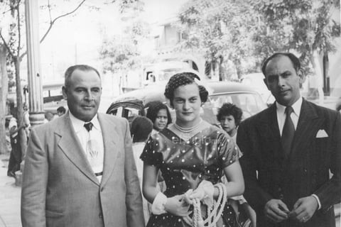 Sr. Don Alfonso Galván Castro (f), Sra. Amabilia Galván vda. de Ríos y Sr. Don Everardo Ríos Agüero (f) en 1955.