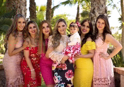 21042019 EN RECIENTE CELEBRACIóN . Daniela de la Torre de Dávila acompañada de sus amigas: Gaby, Ale, Martha, Cristy y Lily, en el bautizo de su hija, América Daniela.