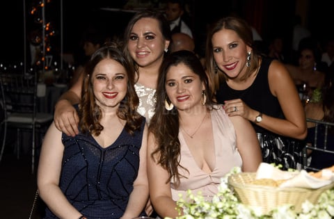 10062019 EN RECEPCIóN NUPCIAL.  Berenice Cepeda, Natalia Ferreira, Carolina Villarreal y Ana Lucía Flores.