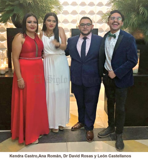 12062019 EN FESTEJO.  Kendra Castro, Ana Román, David Rosas y León Castellanos.
