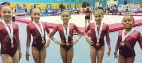 16062019 DESTACADAS ATLETAS.  Laguneras ganaron el tercer lugar nacional por equipos de gimnasia artística en la Olimpiada Nacional en Cancún, Quintana Roo.