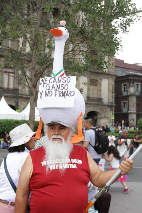 Desde Centla, Tabasco, Fredy León García llegó a la Plaza de la Constitución para señalar presuntas irregularidades en el programa Sembrando Vida y pedirle al Ejecutivo federal su intervención para que pueda acceder a los recursos.