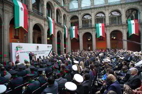 El presidente de México, Andrés Manuel López Obrador, rindió este domingo su Informe de Gobierno al pueblo de México, en el Patio de Honor de Palacio Nacional.