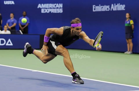 US Open Tennis

Rafael Nadal, of Spain, returns a shot to Daniil Medvedev, of Russia, during the men's singles final of the U.S. Open tennis championships Sunday, Sept. 8, 2019, in New York. (AP Photo/Charles Krupa)