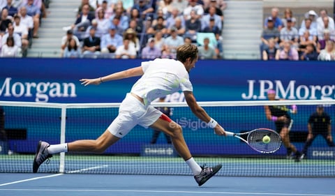US Open Tennis

Daniil Medvedev, of Russia, returns a shot to Rafael Nadal, of Spain, during the men's singles final of the U.S. Open tennis championships Sunday, Sept. 8, 2019, in New York. (AP Photo/Eduardo Munoz Alvarez)