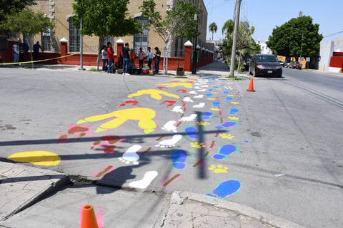 Uno de los diseños en calles del centro de un paso peatonal.