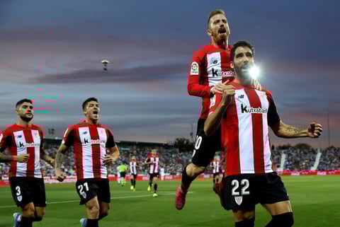 Los jugadores del Athletic celebran el gol marcado por su compañero Raúl García ante el Leganés.