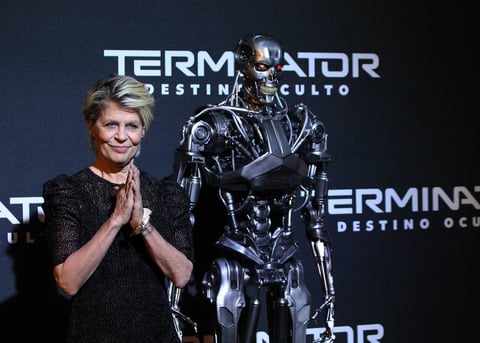 Linda Hamilton,  Sarah Connor, Diego Boneta y  Tim Miller desfilaron 
