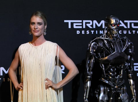 Linda Hamilton,  Sarah Connor, Diego Boneta y  Tim Miller desfilaron 