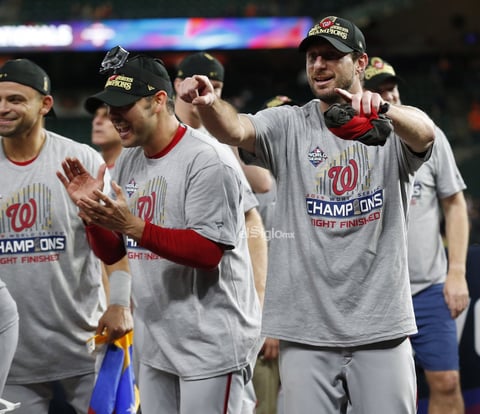 Washington Nationals at Houston Astros


Houston (United States), 31/10/2019.- Washington Nationals pitcher Max Scherzer celebrates after defeating the Houston Astros in the MLB 2019 World Series game seven at Minute Maid Park in Houston, Texas, USA, 30 October 2019. The Nationals win the World Series 4 games to 3. (Estados Unidos) EFE/EPA/JOHN G. MABANGLO

DEP Béisbol TEXAS HOUSTON USA BASEBALL MLB WORLD SERIES United States