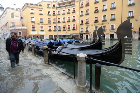 El fenómeno del 'agua alta' en Venecia continuará durante toda la semana