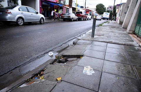 Acumulación de basura. De la mano de sus malas condiciones, algunos pozos formados, tanto en la vialidad como en la banqueta, son utilizados por las personas como puntos para depositar su basura, además de la que se acumula con el mismo viento que las arrastra al lugar.