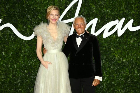 Cate Blanchett y Giorgio Armani.