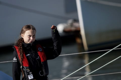 La activista llegó a Lisboa como escala en su viaje a Madrid para participar en la Cumbre del Clima.