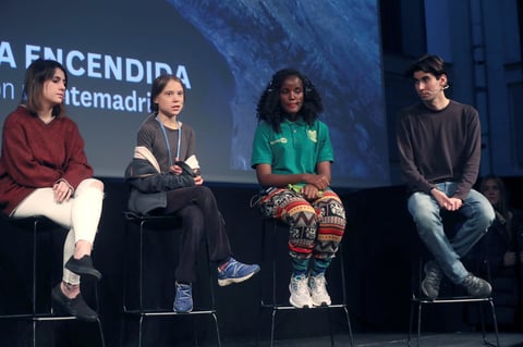 Thunberg habló a los asistentes en la Cumbre del Clima de Madrid.