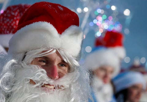 Desfile de Año Nuevo en el centro de Minsk, Bielorrusia.