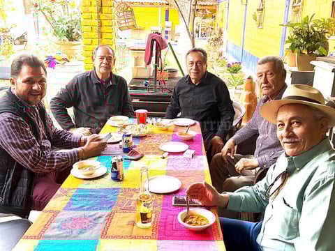 20012020 GRATA REUNIóN.  Isidro García, Juan Pinto, Miguel Robles, Antonio Yamaguchi y Eduardo Castro.
