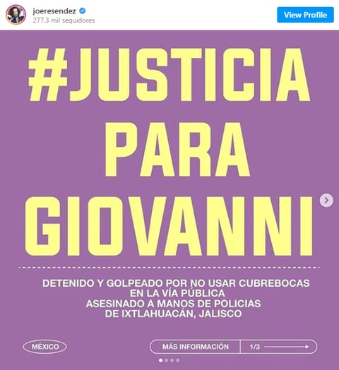 Famosos exigen justicia por la muerte de Giovanni López