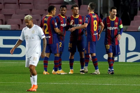 Leo Messi, Ansu Fati, Coutinho, Pedri y Dembélé marcaron su primer tanto en fase de grupos 