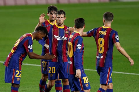 Leo Messi, Ansu Fati, Coutinho, Pedri y Dembélé marcaron su primer tanto en fase de grupos 
