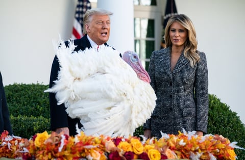 Trump cumple con la tradición de indultar al pavo de 'Acción de Gracias'