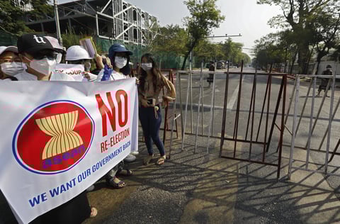Protestan contra nuevas elecciones en Myanmar