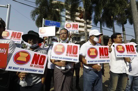 Protestan contra nuevas elecciones en Myanmar