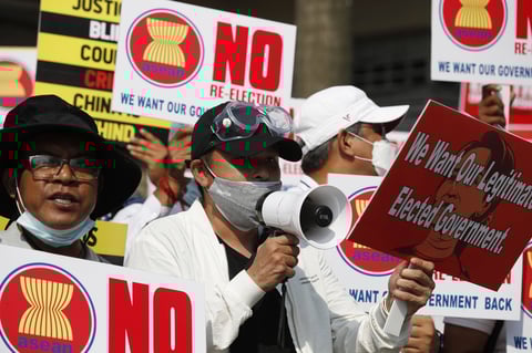 Protestan contra nuevas elecciones en Myanmar