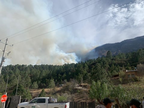 Combaten incendio forestal en Sierra de Arteaga
