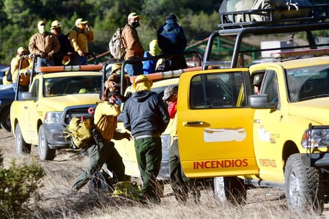 Combaten incendio forestal en Sierra de Arteaga