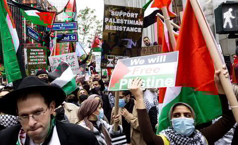Se manifiestan en Nueva York en apoyo a Palestina