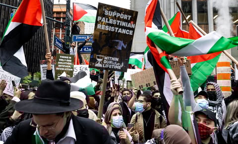 Se manifiestan en Nueva York en apoyo a Palestina