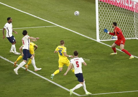 Quarter Final Ukraine vs England

Rome (Italy), 03/07/2021.- Harry Maguire (C) of England goes for a header to score the 2-0 lead during the UEFA EURO 2020 quarter final match between Ukraine and England in Rome, Italy, 03 July 2021. (Italia, Ucrania, Roma) EFE/EPA/Alessandro Garafallo / POOL (RESTRICTIONS: For editorial news reporting purposes only. Images must appear as still images and must not emulate match action video footage. Photographs published in online publications shall have an interval of at least 20 seconds between the posting.)
DEP Fútbol ROME ITALY SOCCER UEFA EURO 2020 Italy