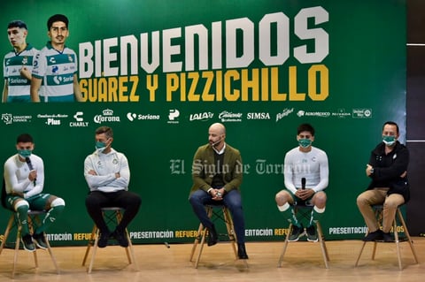 Presentación nuevow refuerzos club Santos Laguna Suarez y pizzichillo
