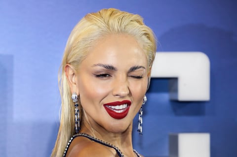 Eiza Gonzalez poses for photographers upon arrival at the premiere of the film 'Ambulance' in London Wednesday, March 23, 2022. (Photo by Vianney Le Caer/Invision/AP)